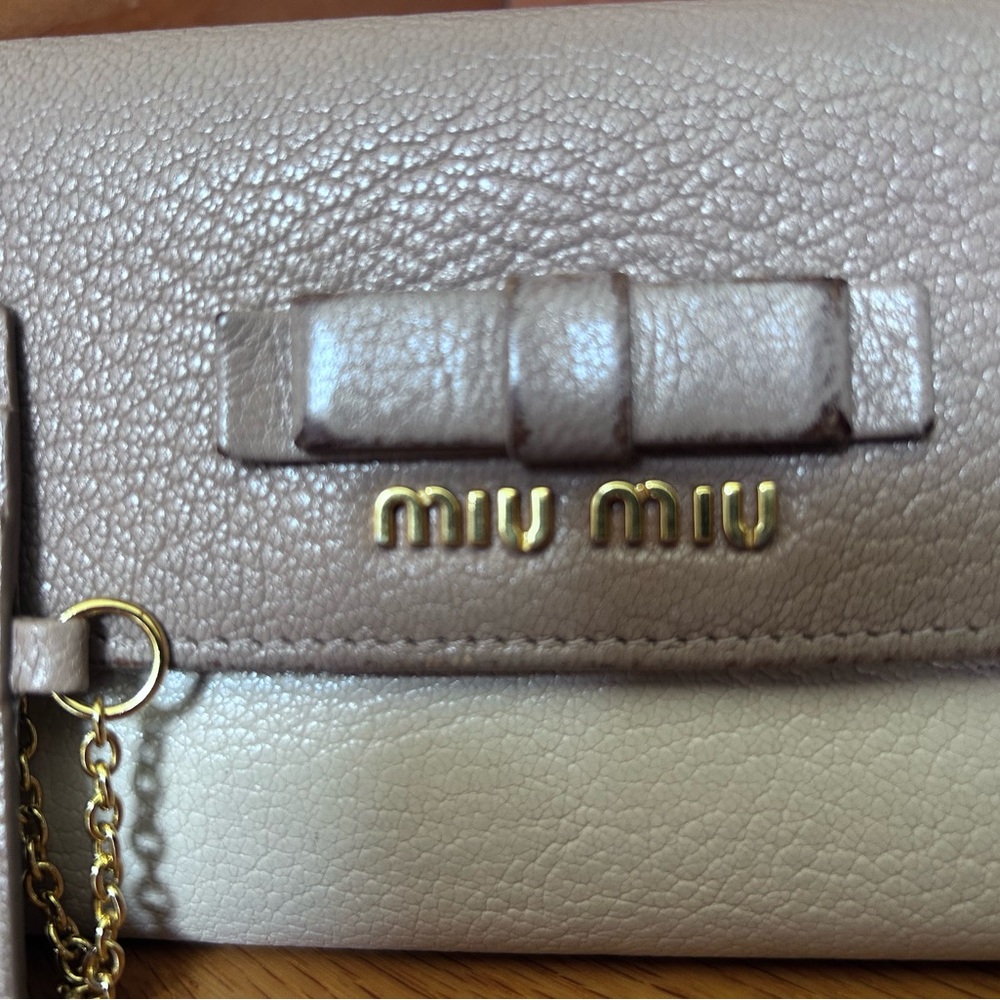 Miu Miu beige/ tan Leather long wallet